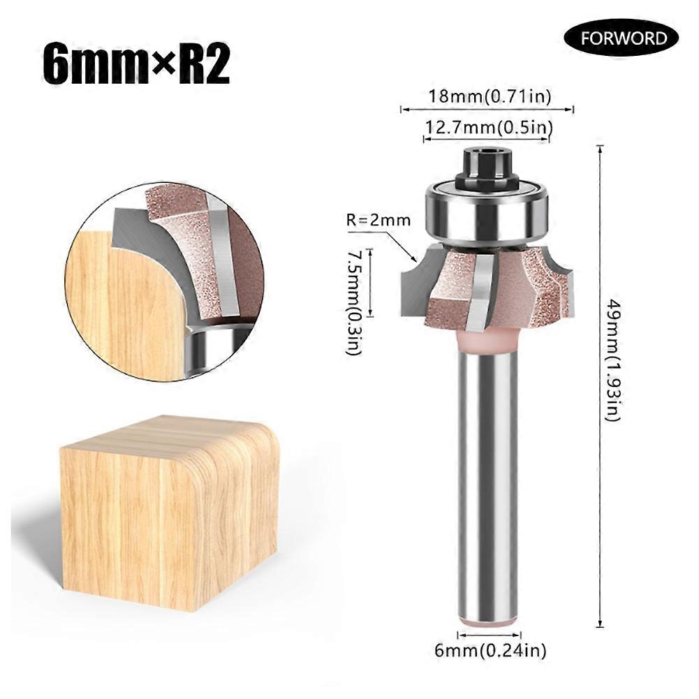 6mm Shank High Quality 4 Slot Router Set Forward and Reverse Woodworking Router R2 Trimming Tool 2 Piece Set