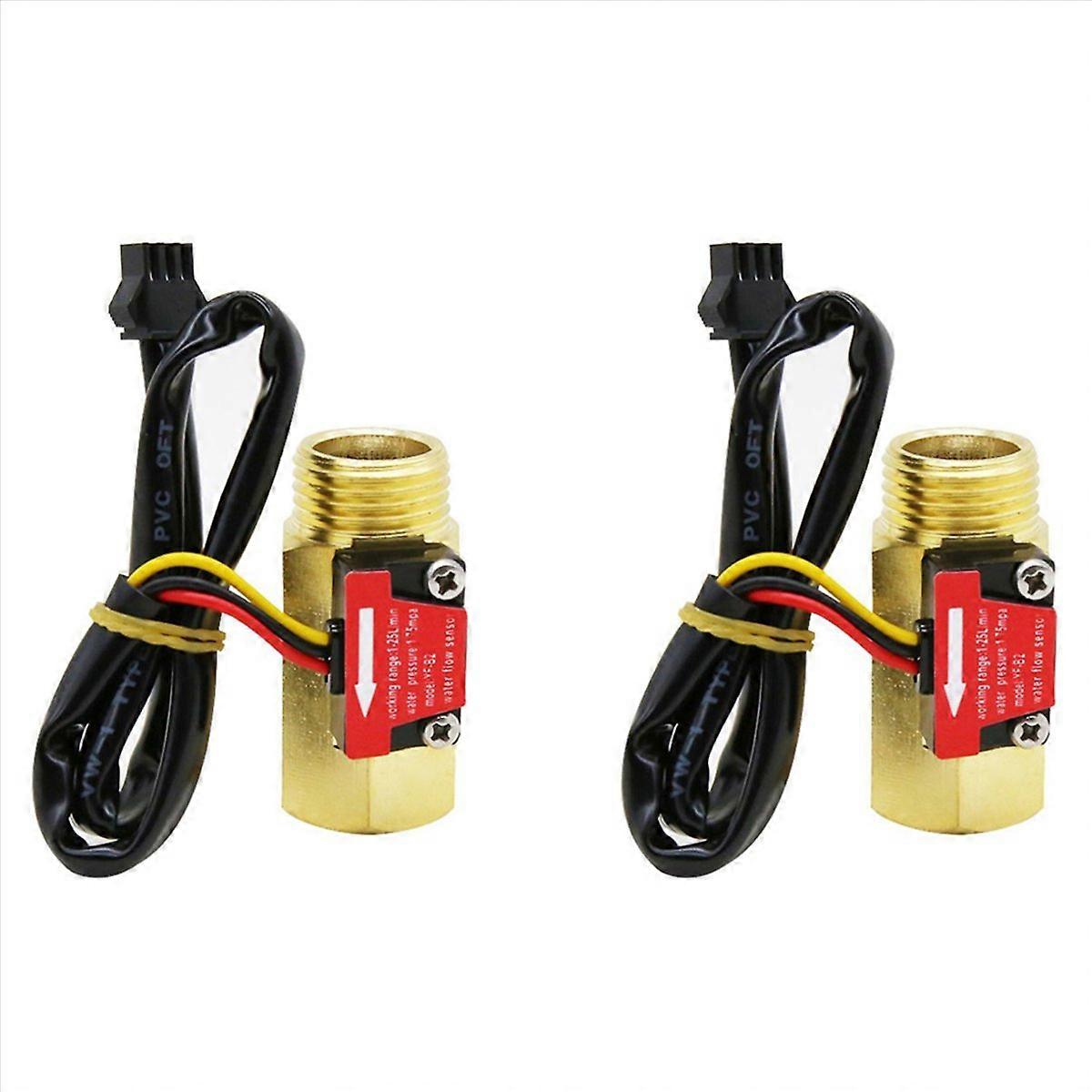 2X G1/2 Inch Water Flow Hall Sensor Switch Flow Meter for Industrial Turbine Flowmeter Water Flow Se