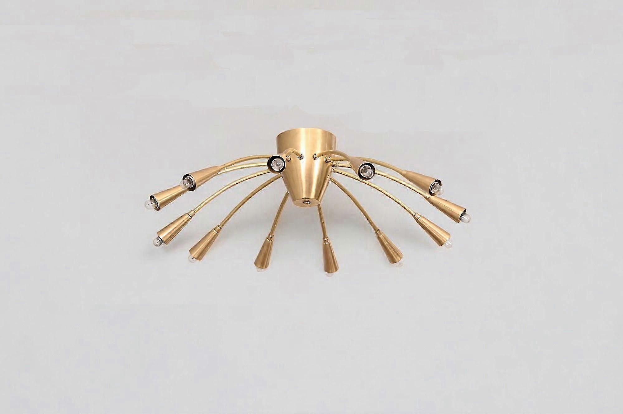 12-Light Brass Sputnik Flush Mount Ceiling Light