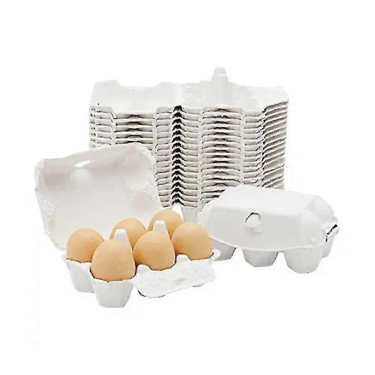 Bulk paper egg cartons for chicken eggs - 50 pieces, 6 count holder, pulp fiber