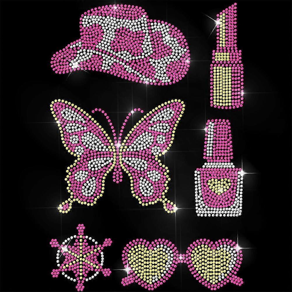 Rhinestone Iron on Transfer Butterfly with Girl Elements Bling Diamond Hotfix Patches for Clothes 11.6"x8.2" Large Iron On Sequin Applique for Jeans J