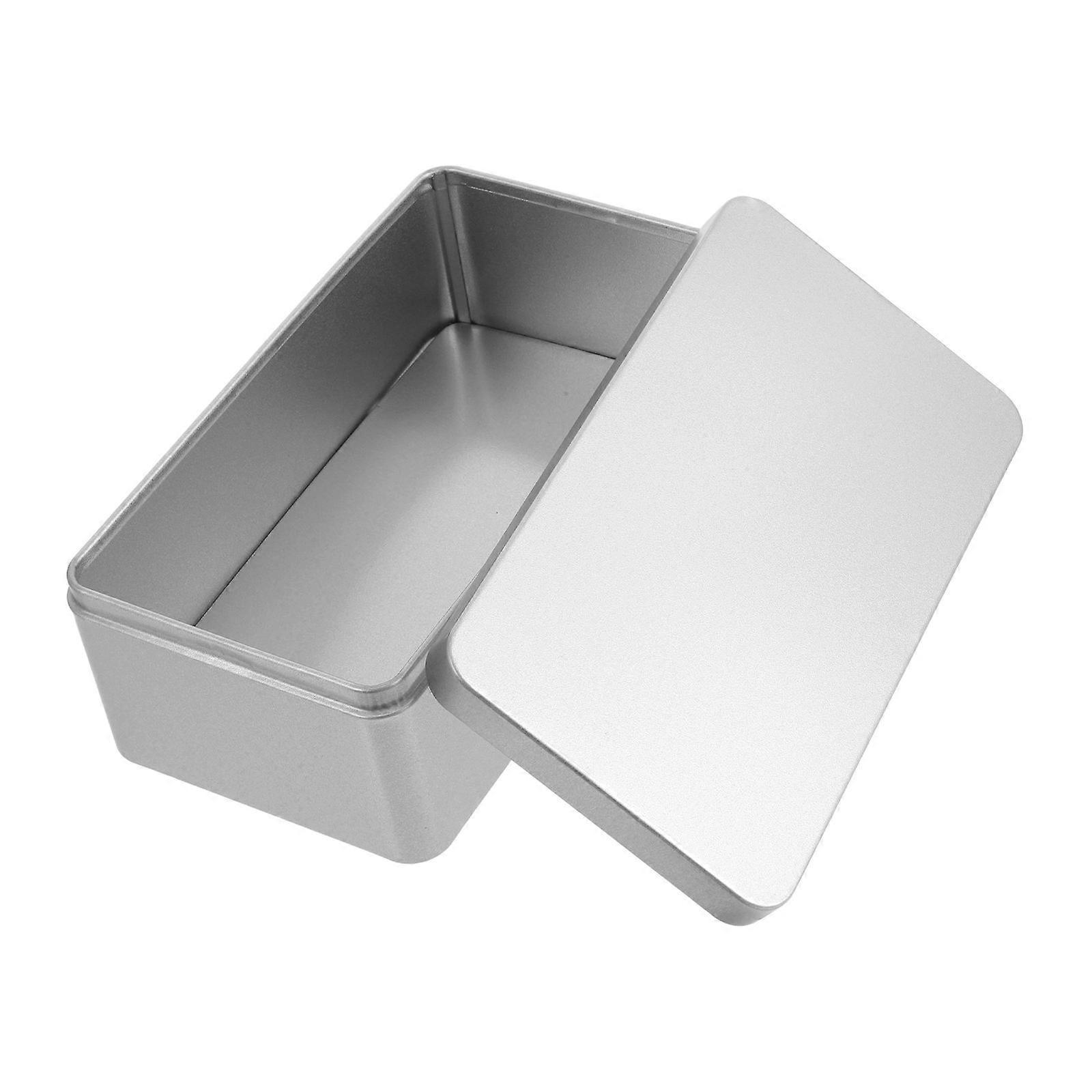 Silver Metal Storage Container for Tea Rectangular Tinplate Storage Box