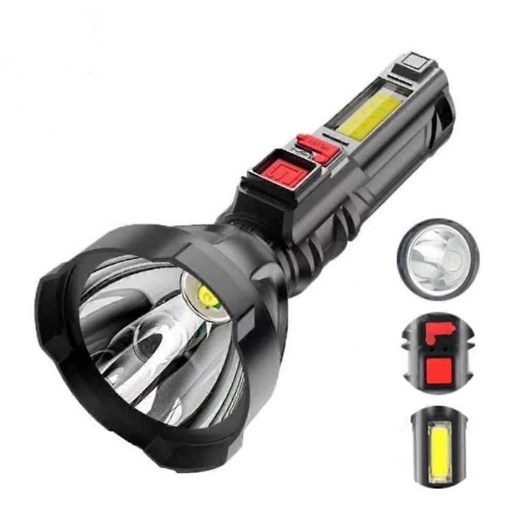 Flashlights LED Tactical Light 4 Modes Lamp Spotlight Lighting Torch USB Rechargeable Waterproof Hand-held Flashlight+COB Light