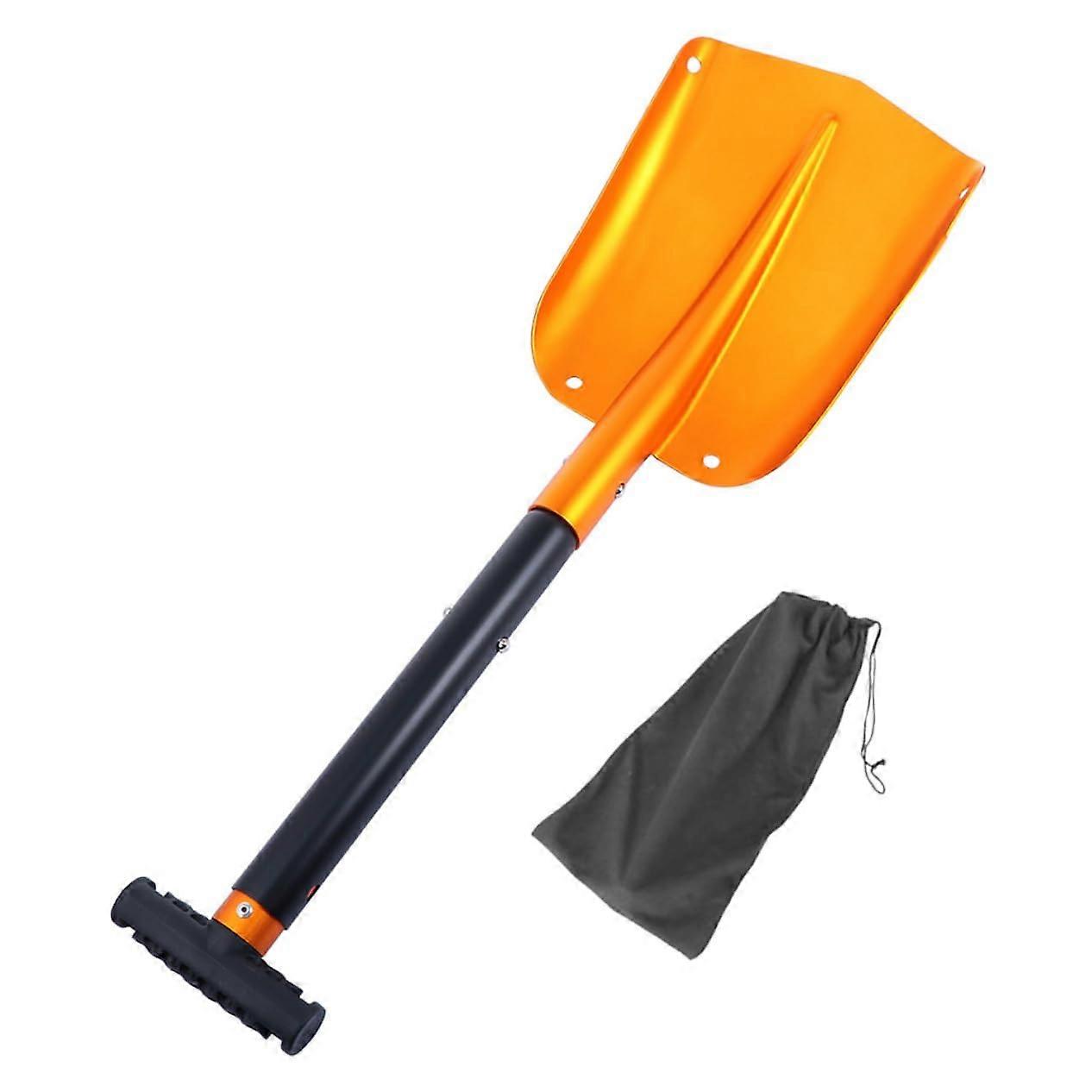 Folding Snow Shovel for Car with Detachable Aluminum Spade and Retractable Ice Scraper for Camping