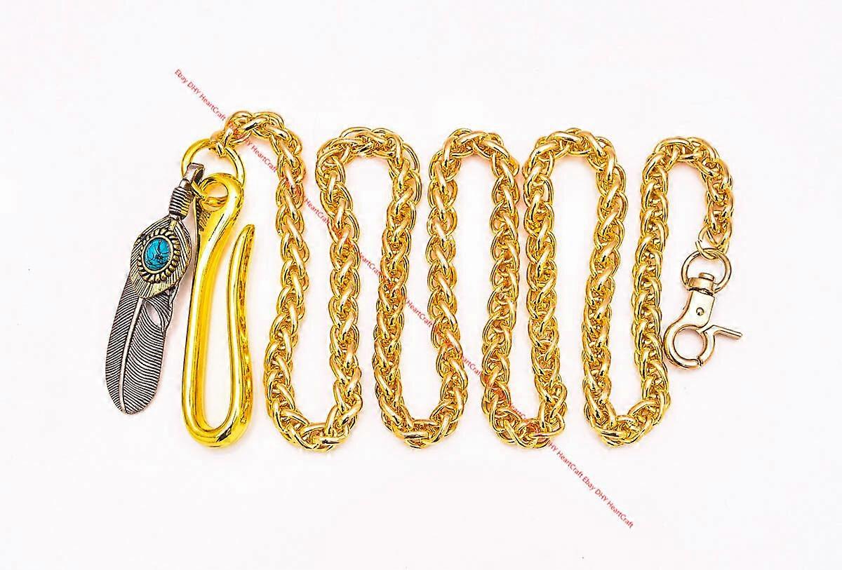 14~30" Gold Strong Twisted Feather Biker Trucker Keychain Key Jean Wallet Chain