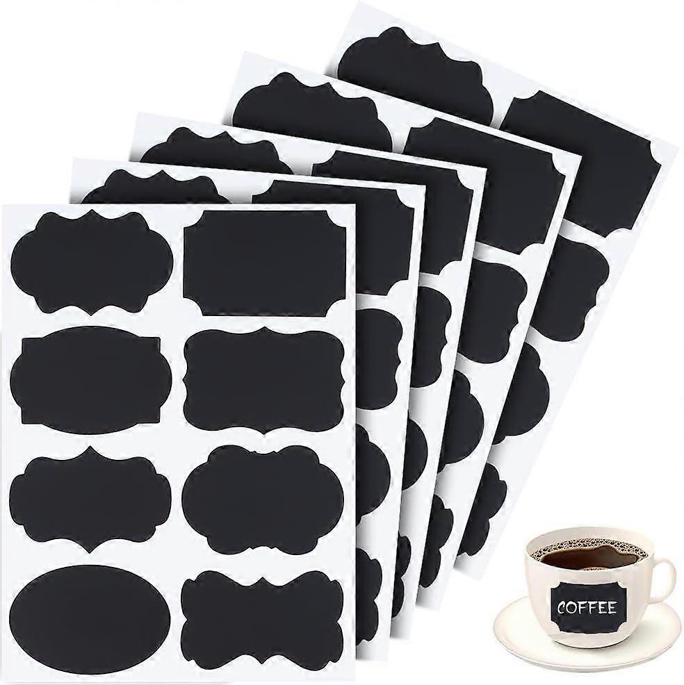 400Pcs Chalkboard Labels PVC Blackboard Labels Stickers Waterproof Reusable Erasable Blank Stickers Mixed Shapes Peel and Stick for Pantry Jar Caniste