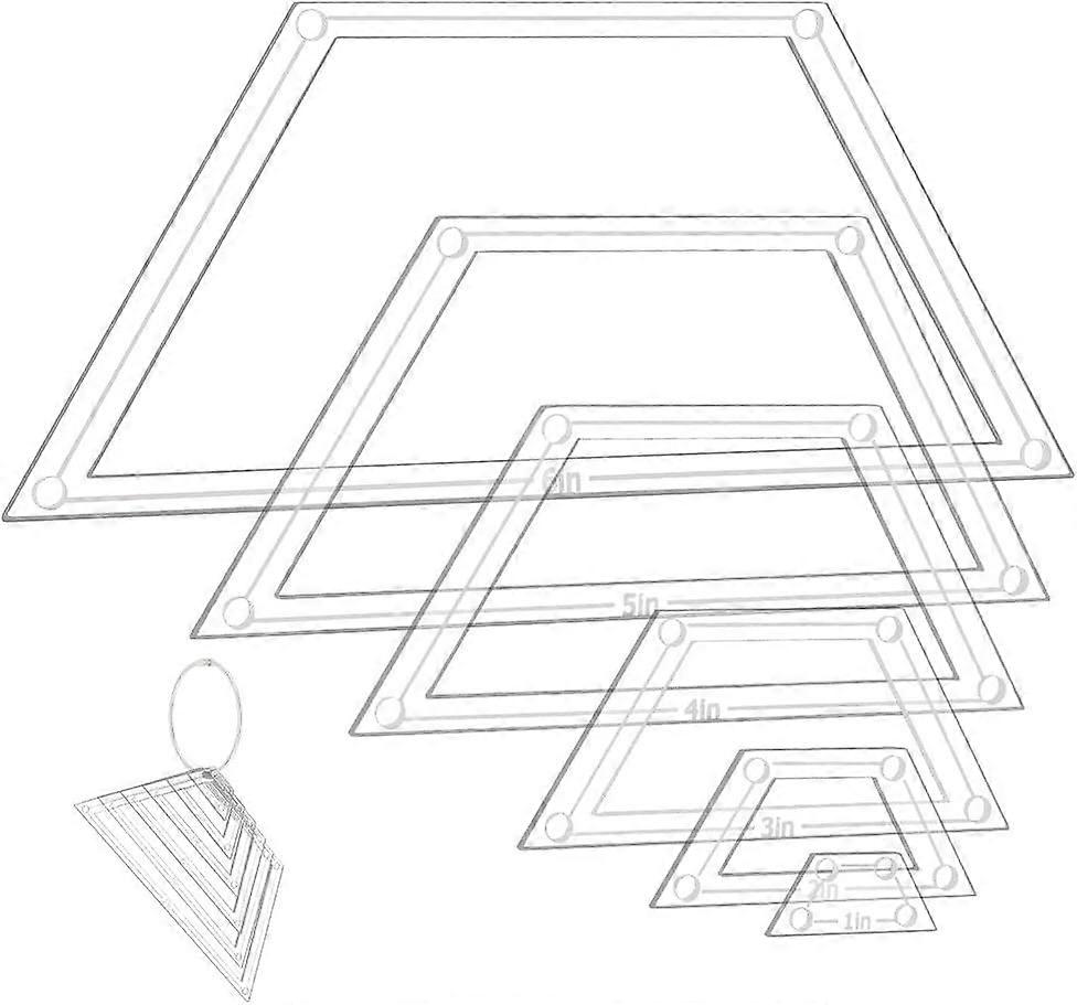 6Pcs Acrylic Quilting Templates Set Trapezoid Cutting Ruler Template with Hinged Rings Transparent Sewing Guides 0.6x1.5 inch to 2.8x6.4 inch for Fabr