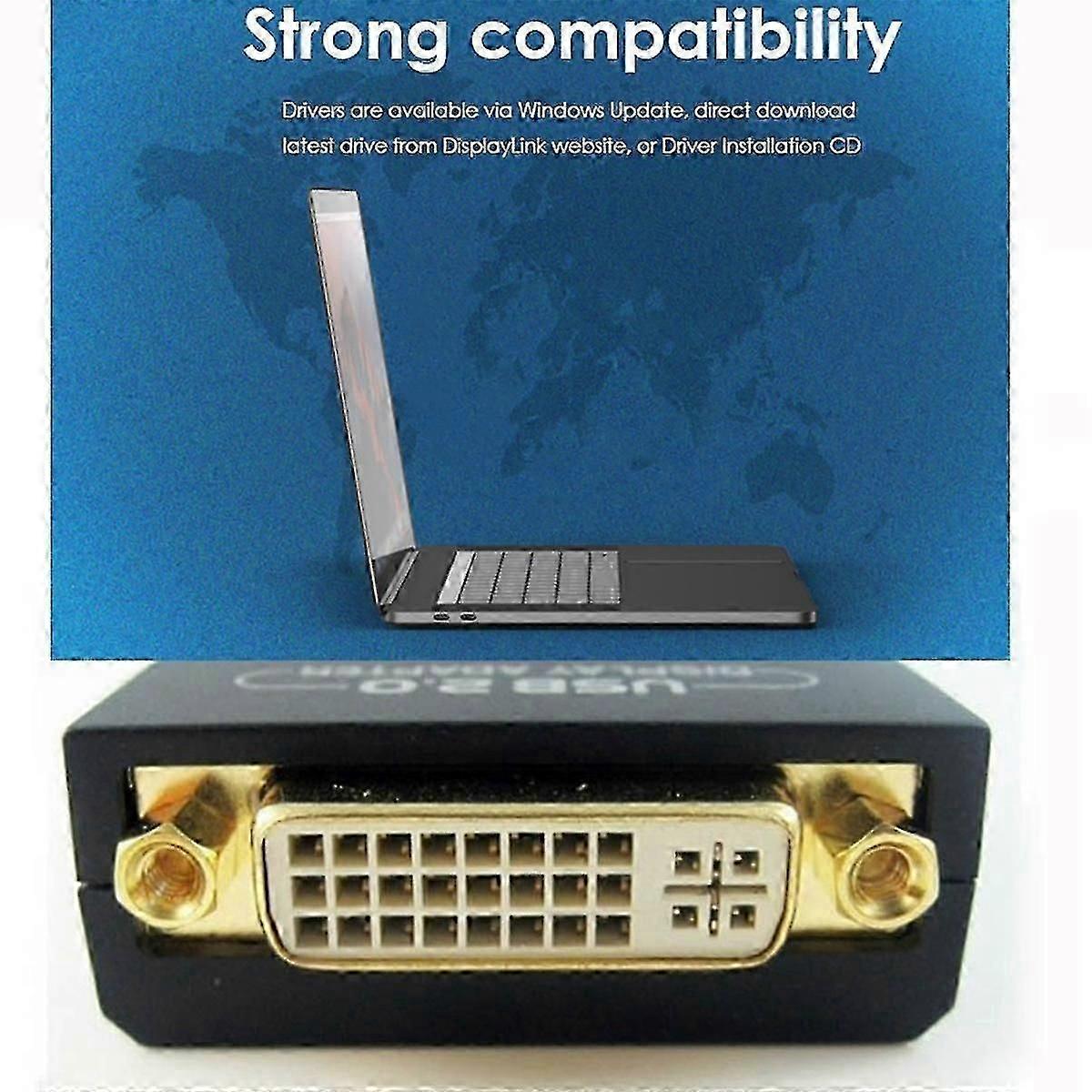 External Graphic Video Adapter USB 2.0 to DVI/VGA/-Compatible Multiple Monitors Display Extend/Mirr