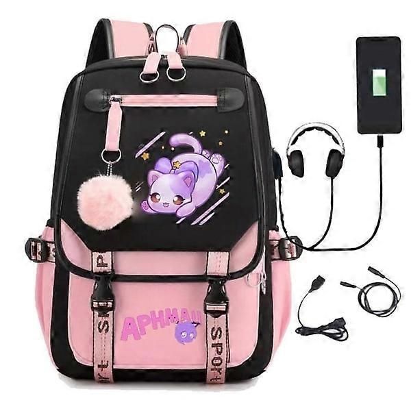 Aphmau backpack children's backpacks backpack with USB socket 1pc pink 2 pink 2