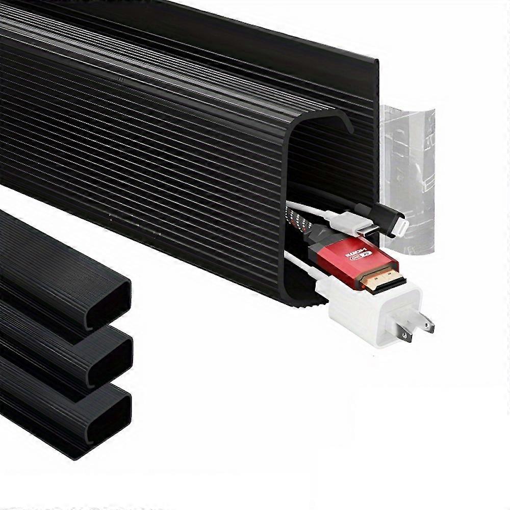 3pcs PVC Self-Adhesive Cable Tray Extension Cable Organizer Socket Holder-Black
