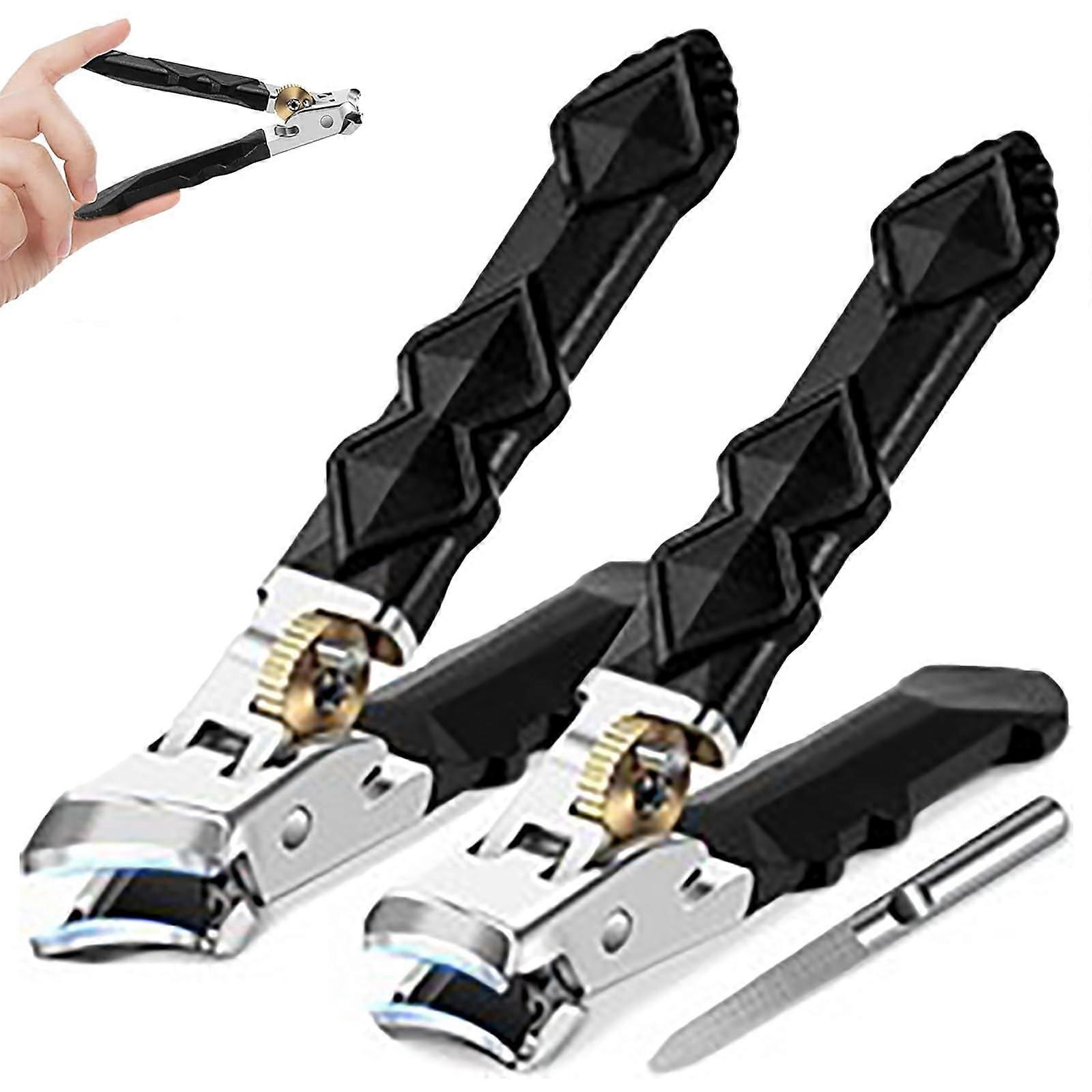 Toenail Clippers for Seniors with Long Handle, Wide Curved Jaws and Clipping Collector Stainless Steel