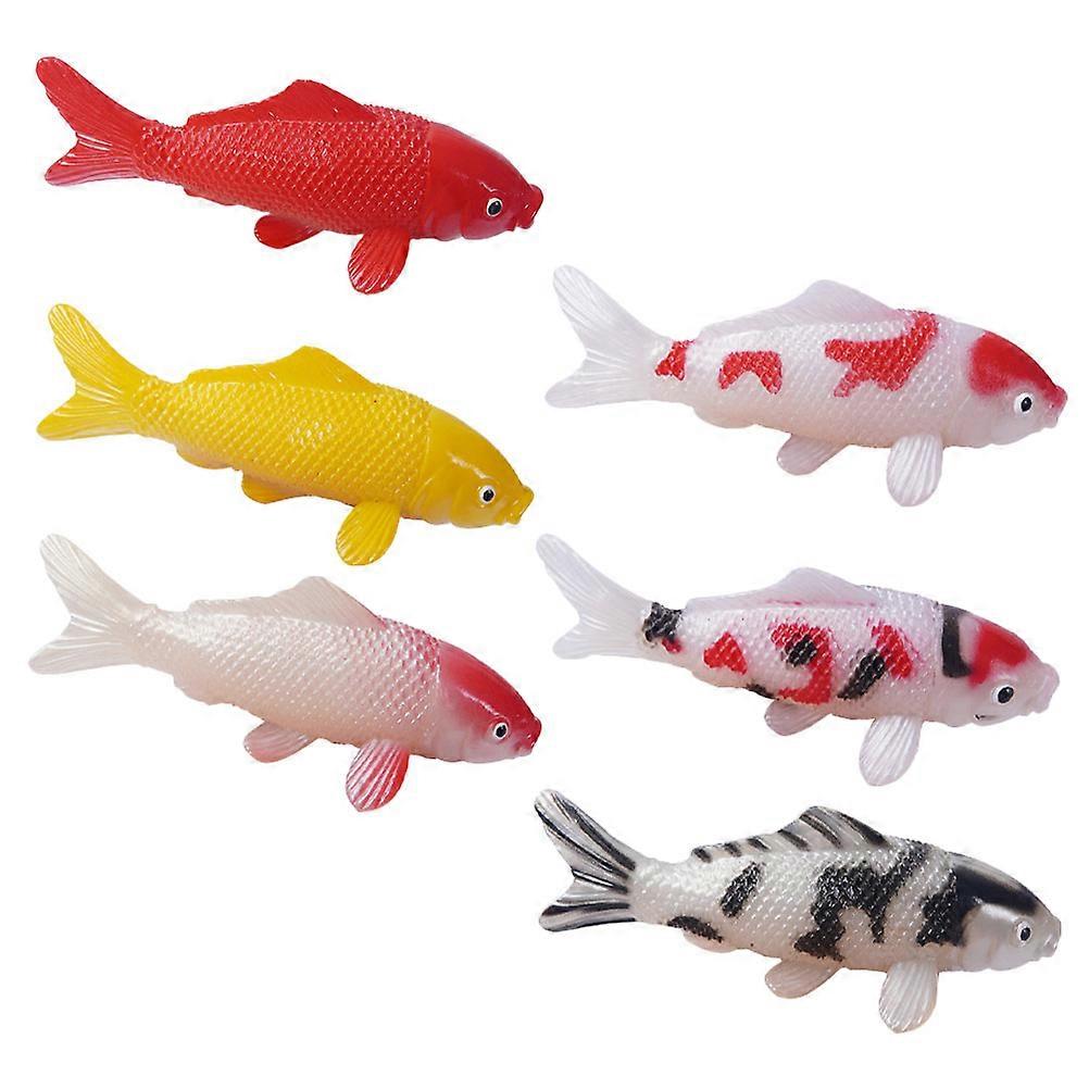 Tiny Plastic Fish Aquarium Artificial Models Koi Fish Decor 6Pcs for Decor
