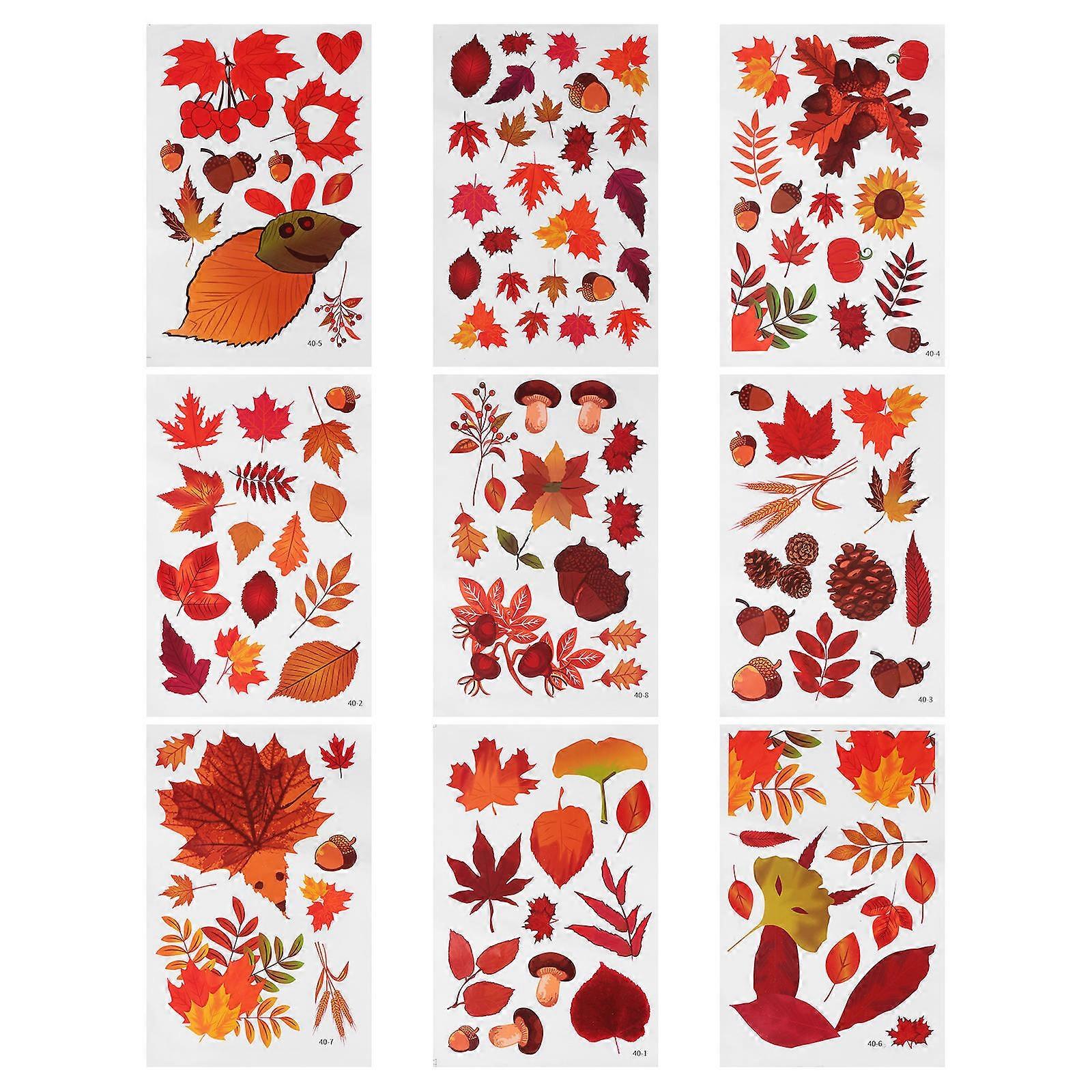 Window Decals Maple Clings for Decor 9 Sheets Thanksgiving Day PVC