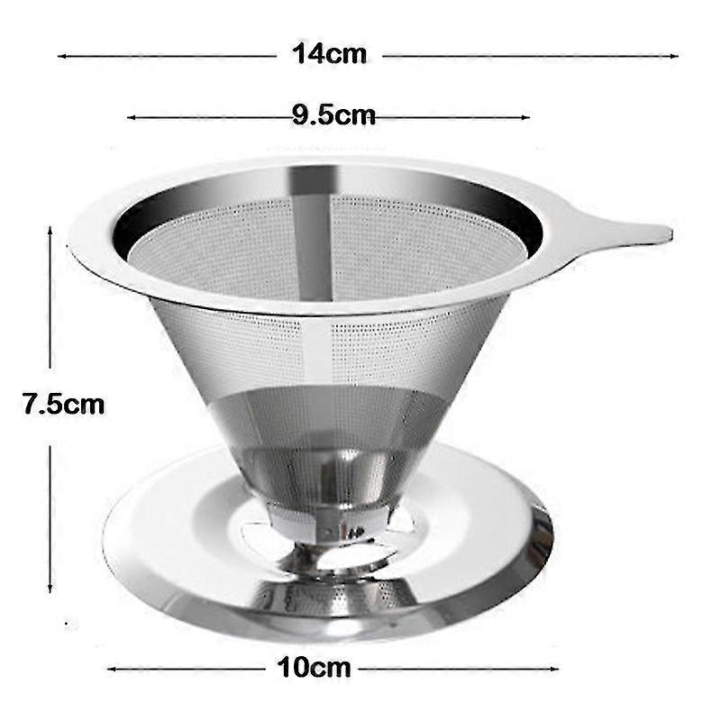 Reusable Coffee Filter for Pour Over Dripper, Double Layer 304 Stainless Steel Mesh