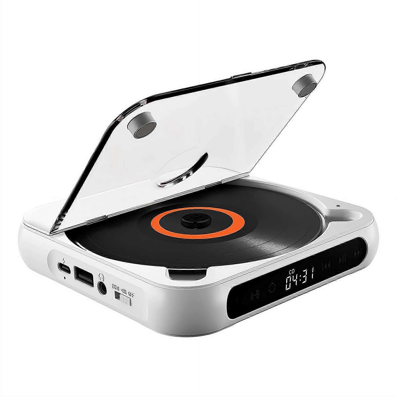 CD Player Portable Bluetooth CD Player HiFi Sound Rechargeable Wireless Travel Home Car White 1 Pcs