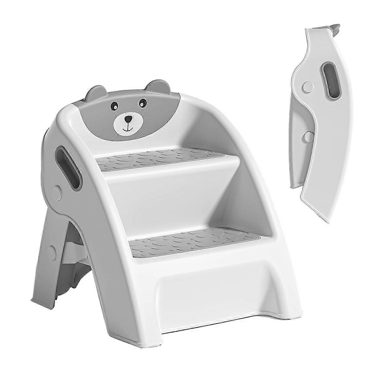 Folding Toddler Step Stool for Bathroom and Potty Training,Anti-Slip, Anti-Tip A-Frame Design with