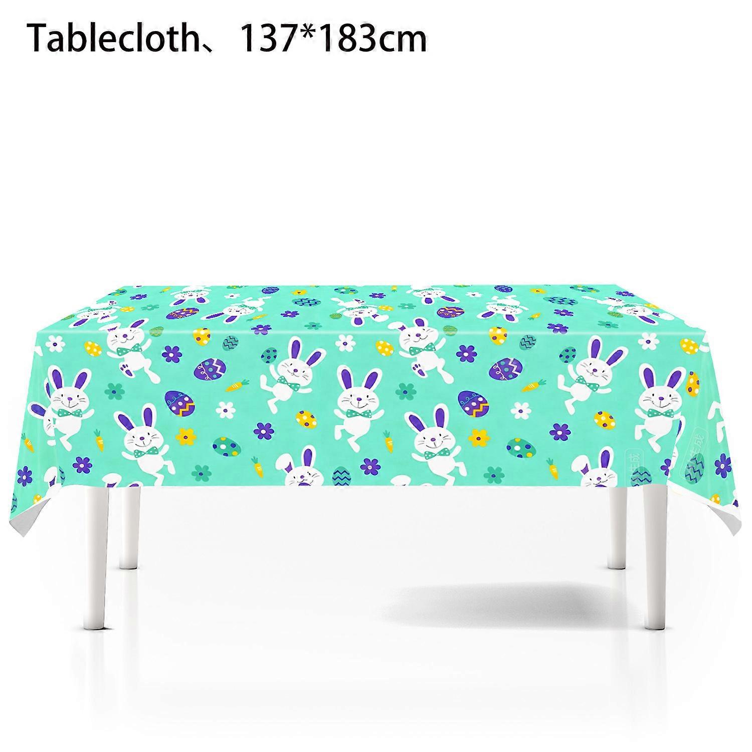 Easter-themed bunny egg tablecloth decorations, Easter party tablecloth supplies, Easter decorations