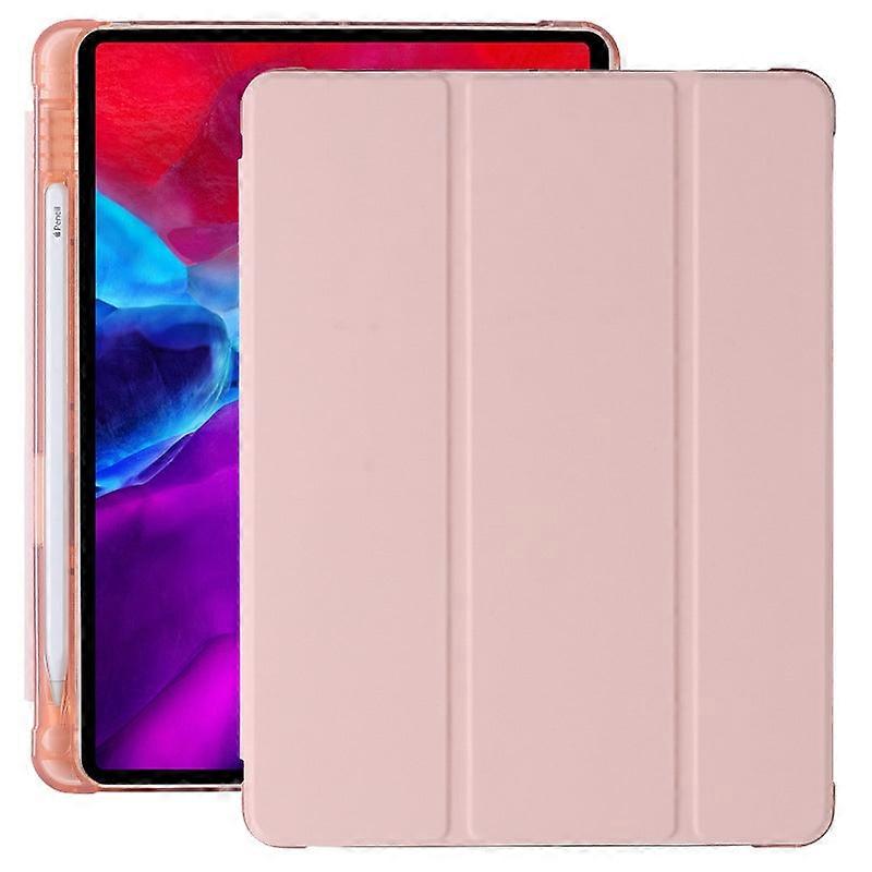 Capa elegante para iPad de 10,2 polegadas (7/8/9) em couro macio rosa claro com compartimento para caneta (nº 710)