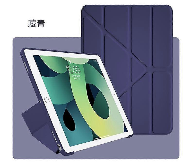 Case For Ipad 2017/2018 9.7-inch Navy Blue Multi-function Folding Solid Color