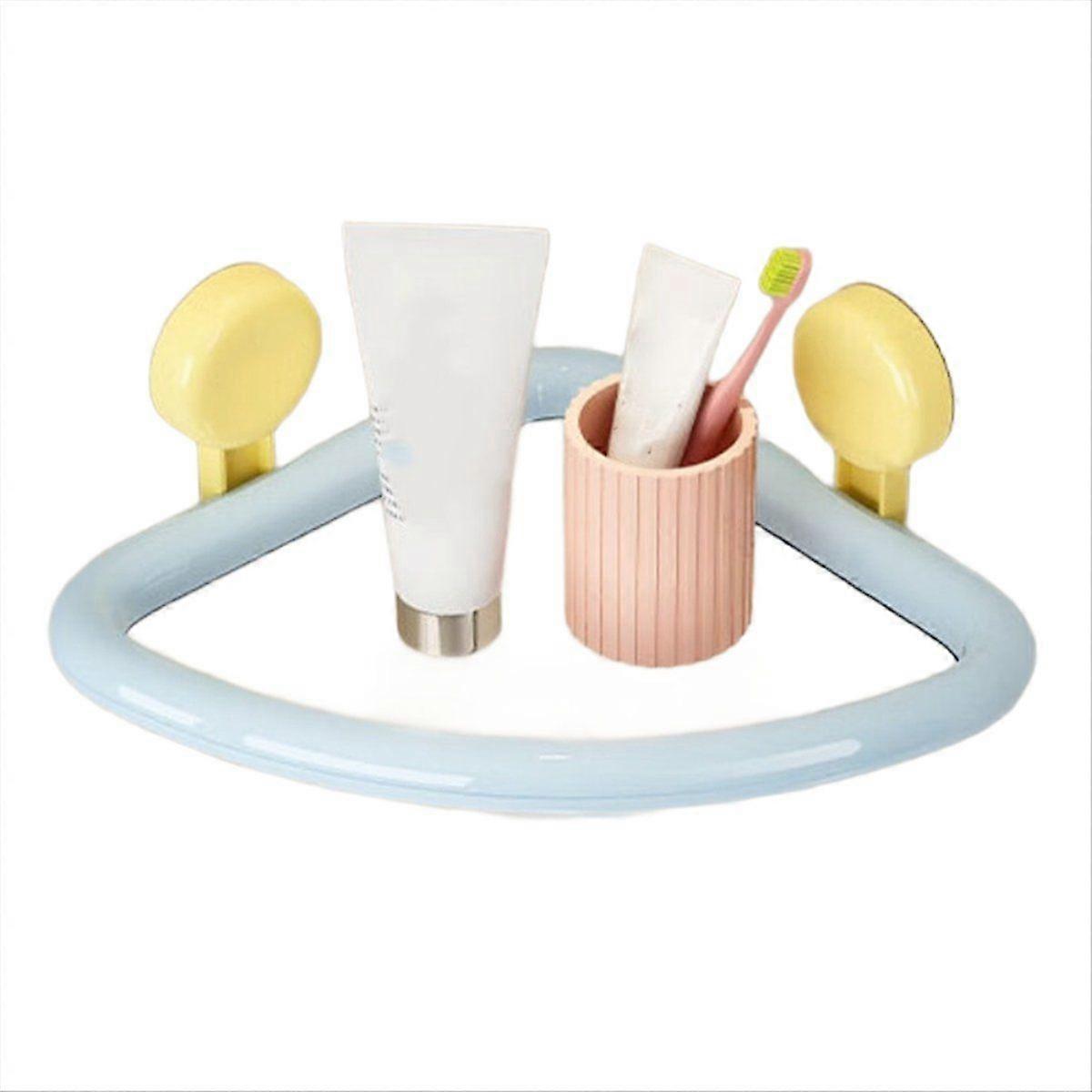 Dopamine Color Triangle Shower Shelf - Wall Mounted, Drainable, Punch-Free Corner Storage Blue