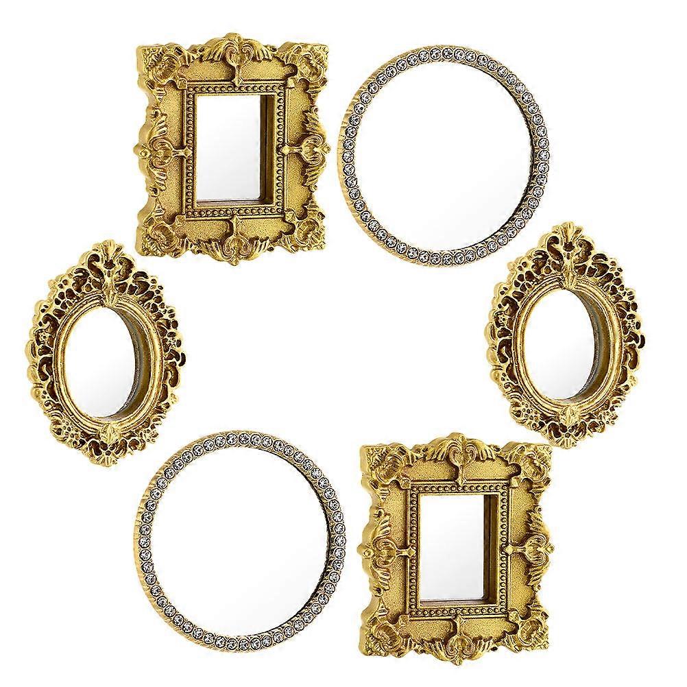 Baroque Dollhouse Mirror Miniature Resin Frame for Decor 6Pcs Set