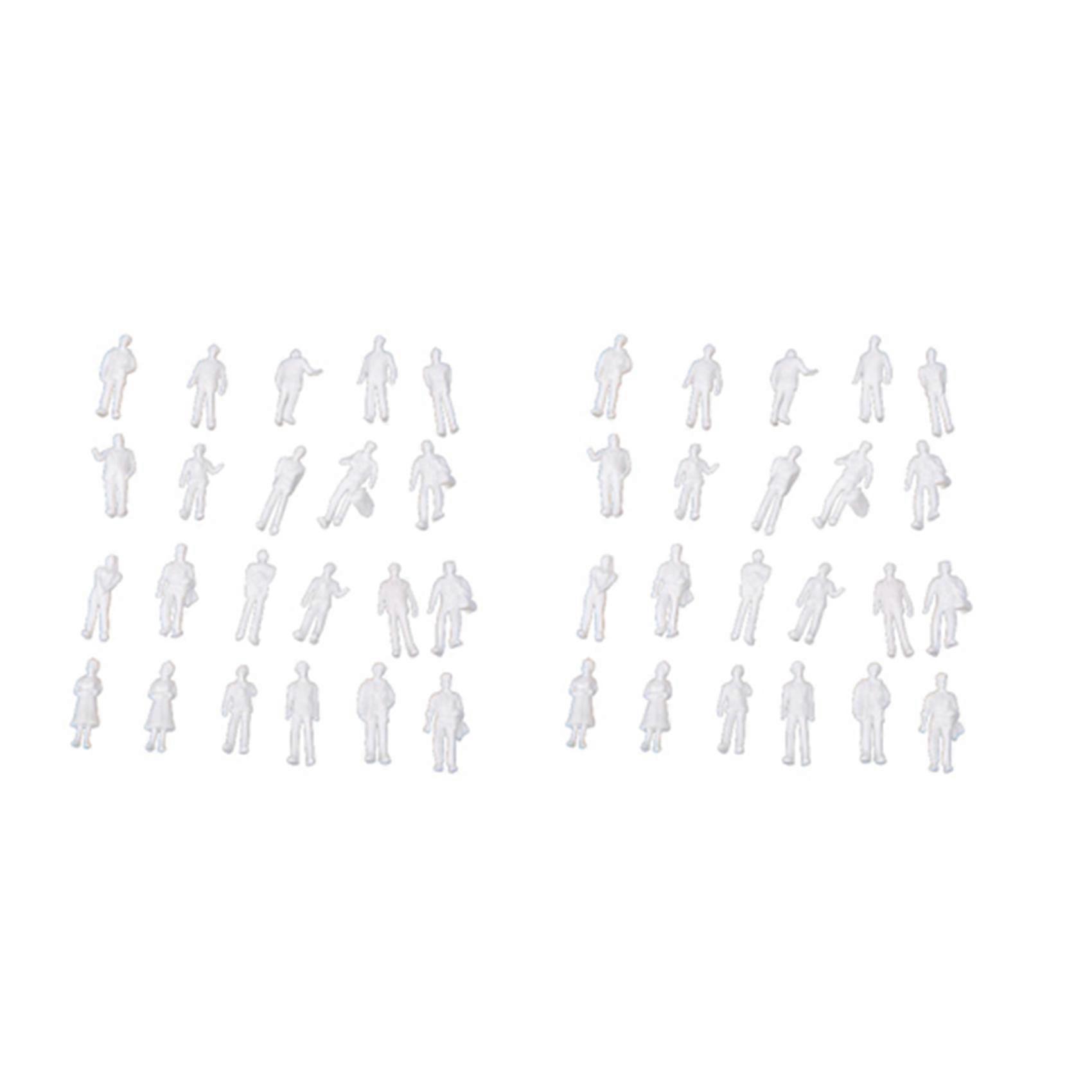200Pcs HO Scale 1:100 White Model People Unpainted Train Figures