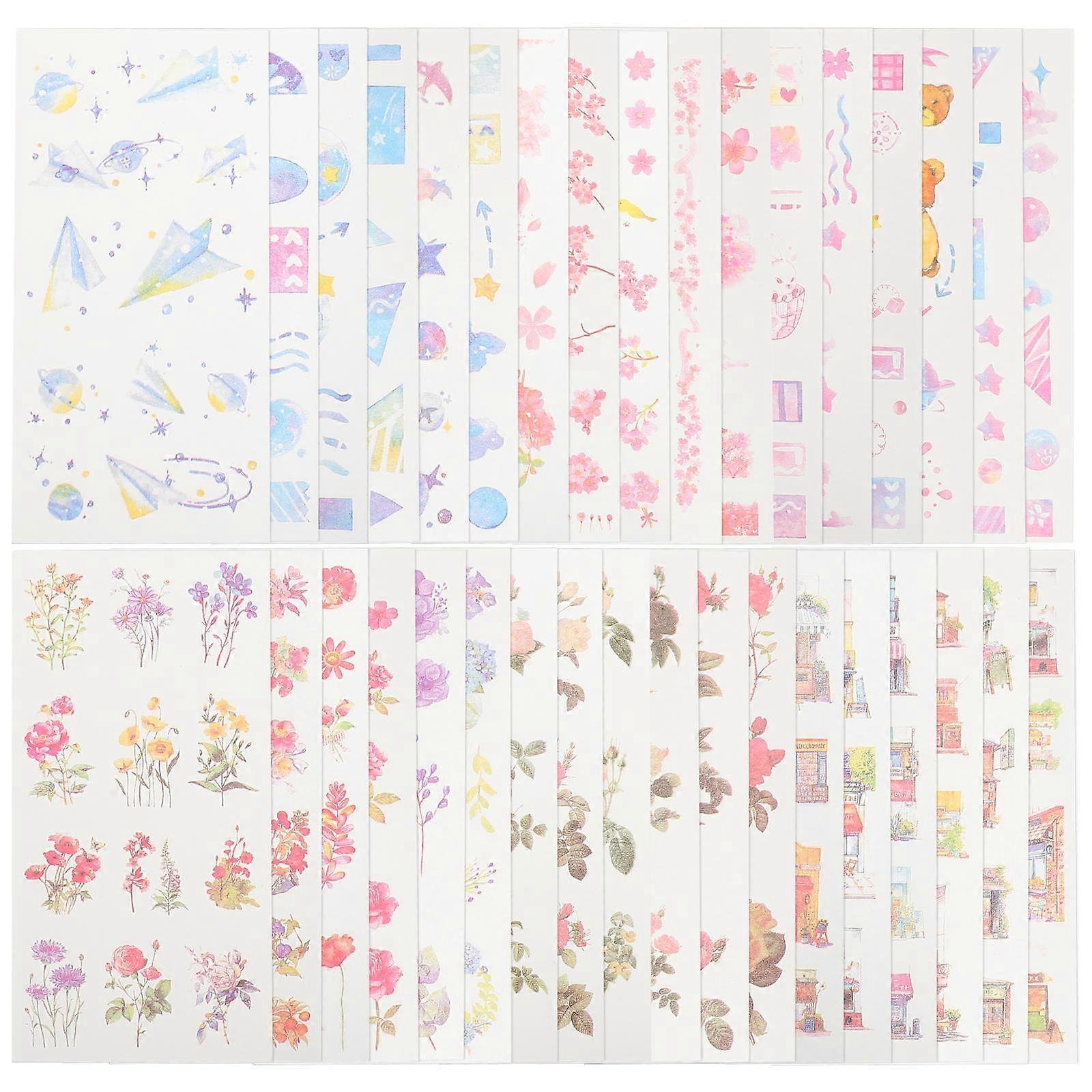 DIY Papers Stickers Handmade Creation Rectangular Shape Assorted Color 6 Sets