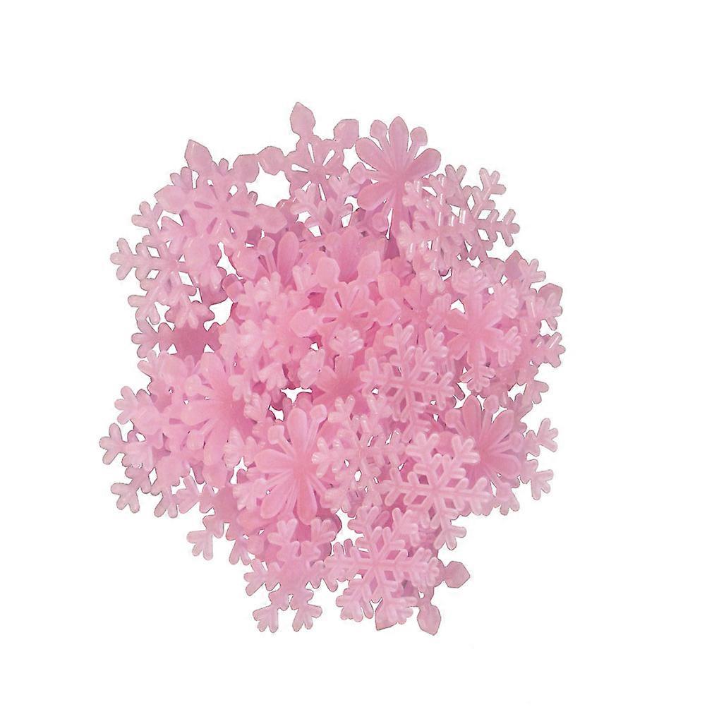 Snowflake Wall Sticker Pink Luminous Snowflake Sticker with 200Pcs