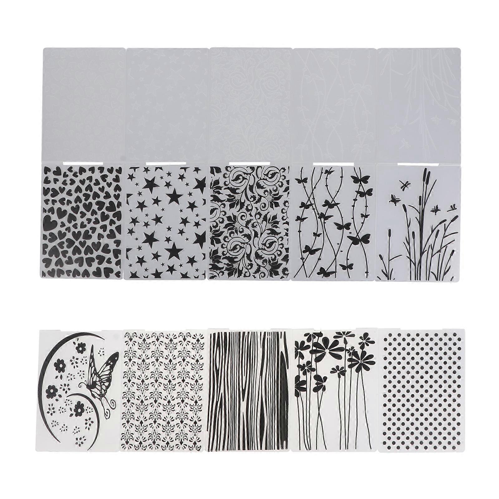 Plastic Embossing Stencil Cake Mold for Decoration 10Pcs DIY Templates