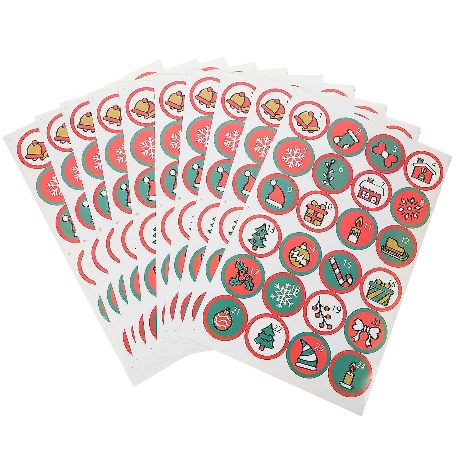 Gift Packing Sticker Countdown Sticker for Christmas Party 20 Sheets