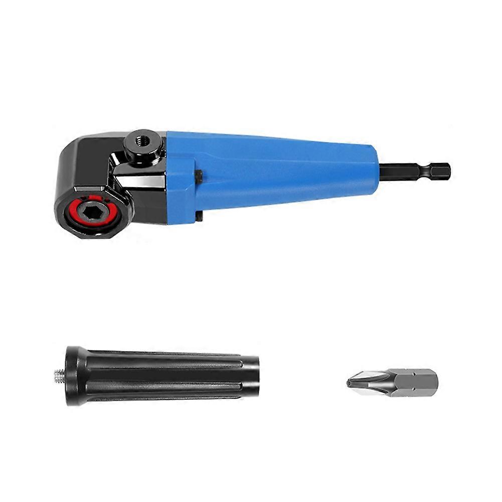 90° Right Angle Extension Driver Drilling Angle Adapter Screwdriver Hex Wrench Drill Bit Socket Holder Power Tool-Blue