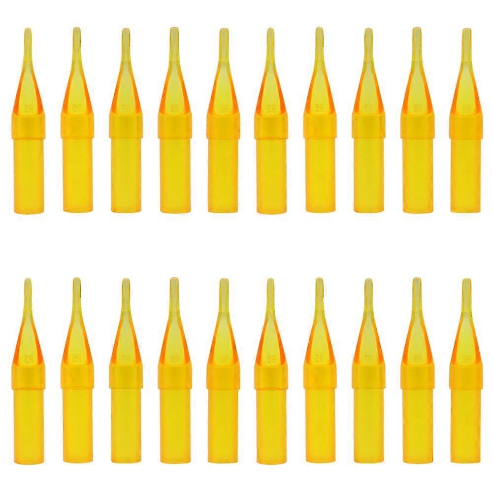 50 Pcs Disposable Tattoo Needle Tips Set Yellow Plastic Nozzles for 3RT 5RT 7RT 9RT 11RT