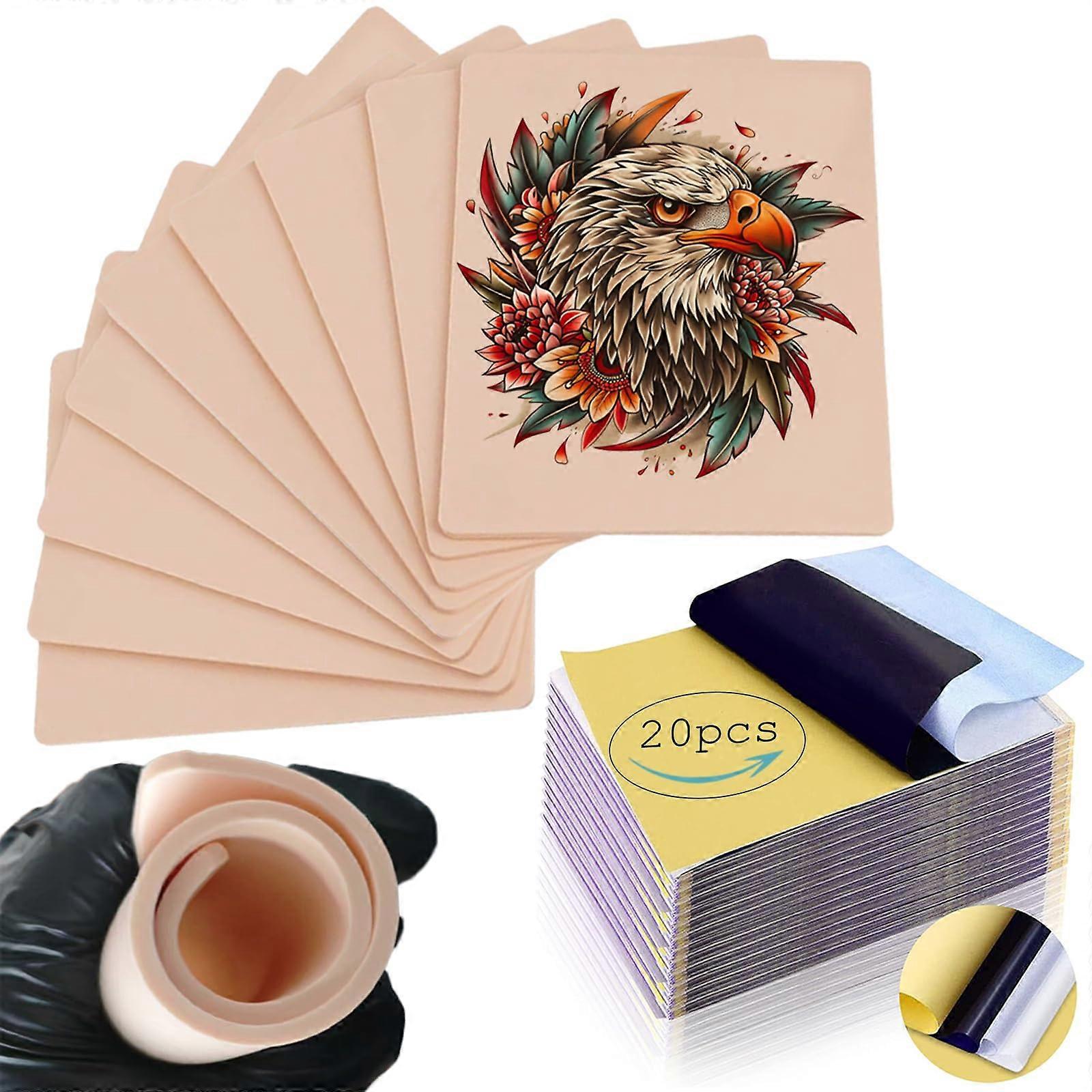 30Pcs Tattoo Practice Skin Kit 2mm Thickness with Transfer Paper for Beginners