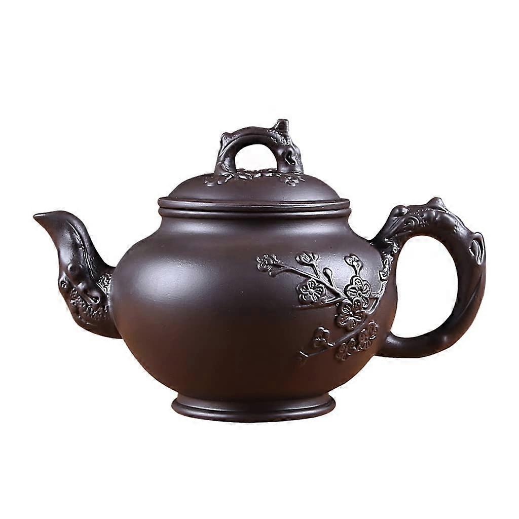 Handmade Ceramic Teapot with Builtin Filter, 650ml Retro Plum Design Loose Leaf Tea Pot