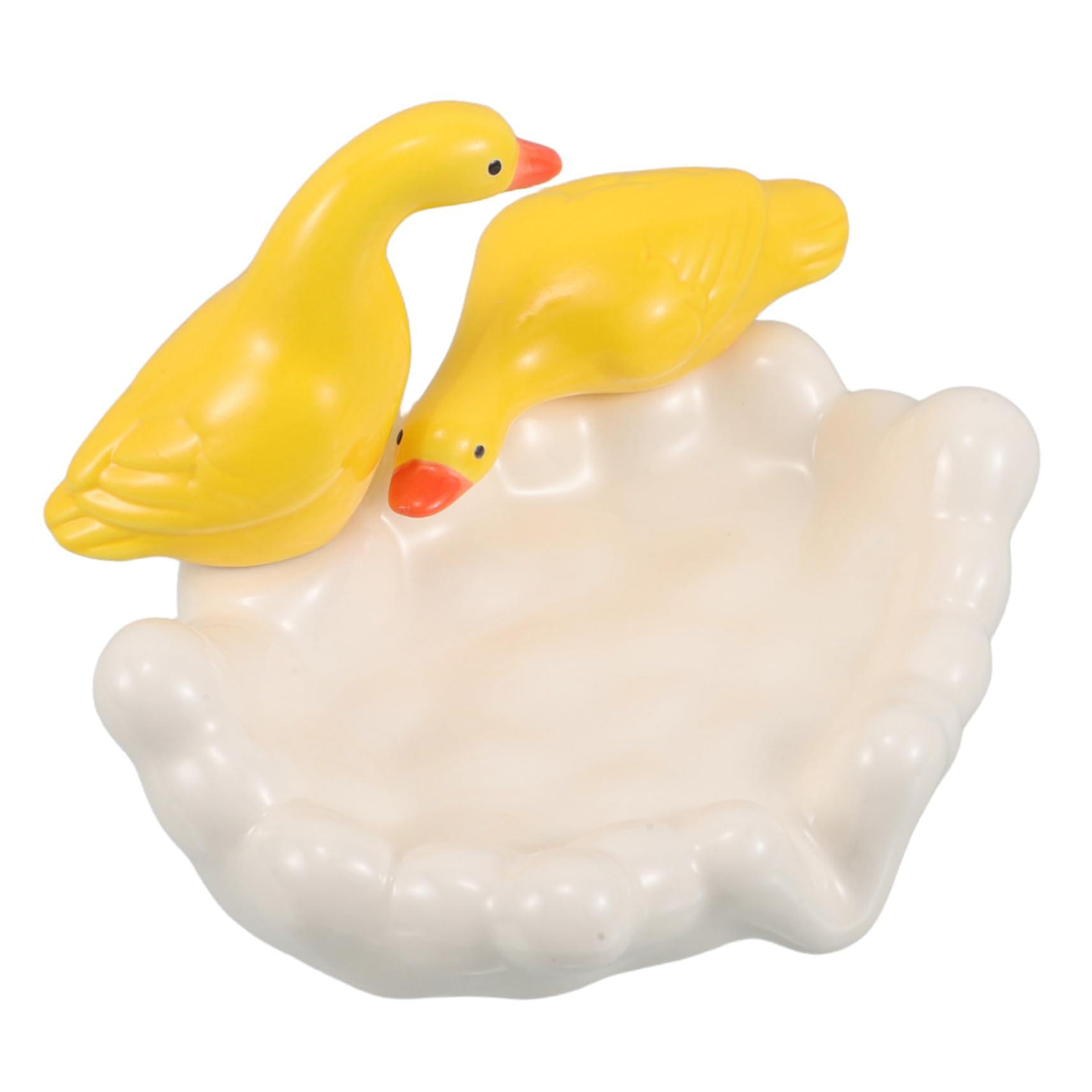 Ceramic Soap Dish with SelfDraining Design, Cute Duck Holder for Bathroom Sink, Shower, Kitchen