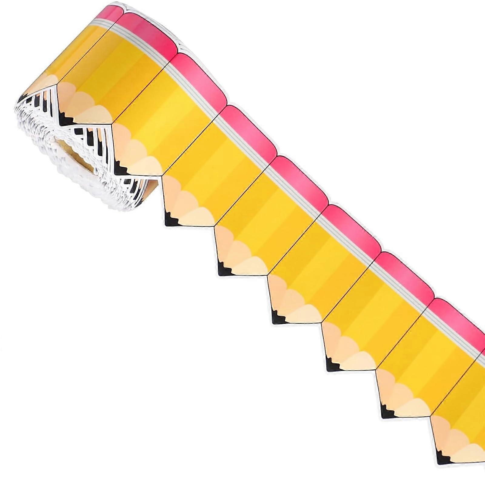 Pencil Pattern Bulletin Board Border Trim Waterproof Classroom Wall Decoration Stickers