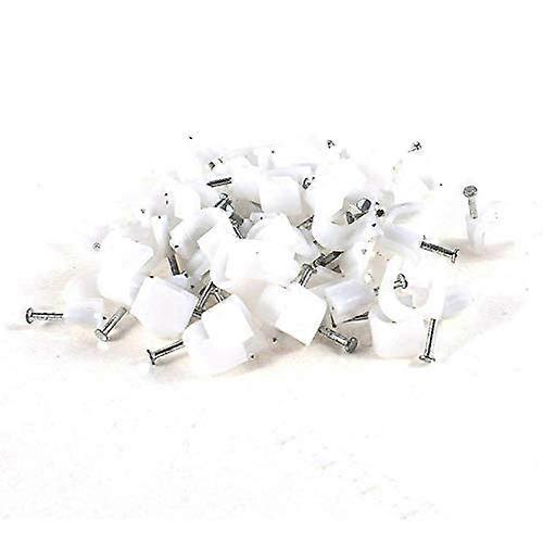 65 Pcs 10mm Round Cable Clips with Nails for Secure and Neat Wall Wire Routing, White Plastic
