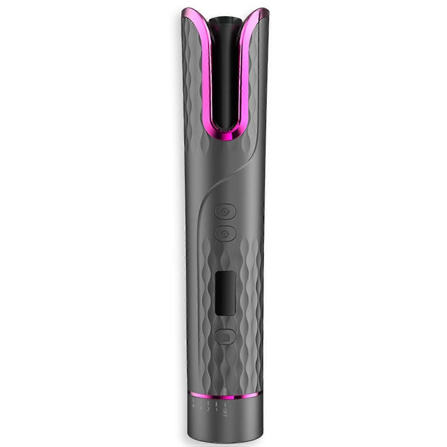 Cordless Hair Curler with Automatic Curling Action, USB Rechargeable, Adjustable Temperature, Gray