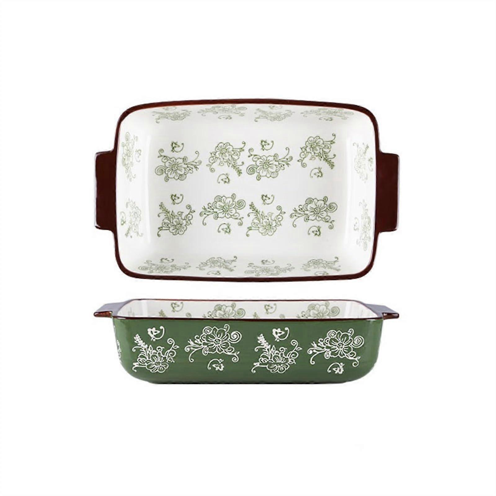 Large Ceramic Baking Dish with Double Handles, 2000ml Oven Safe Serving Tray