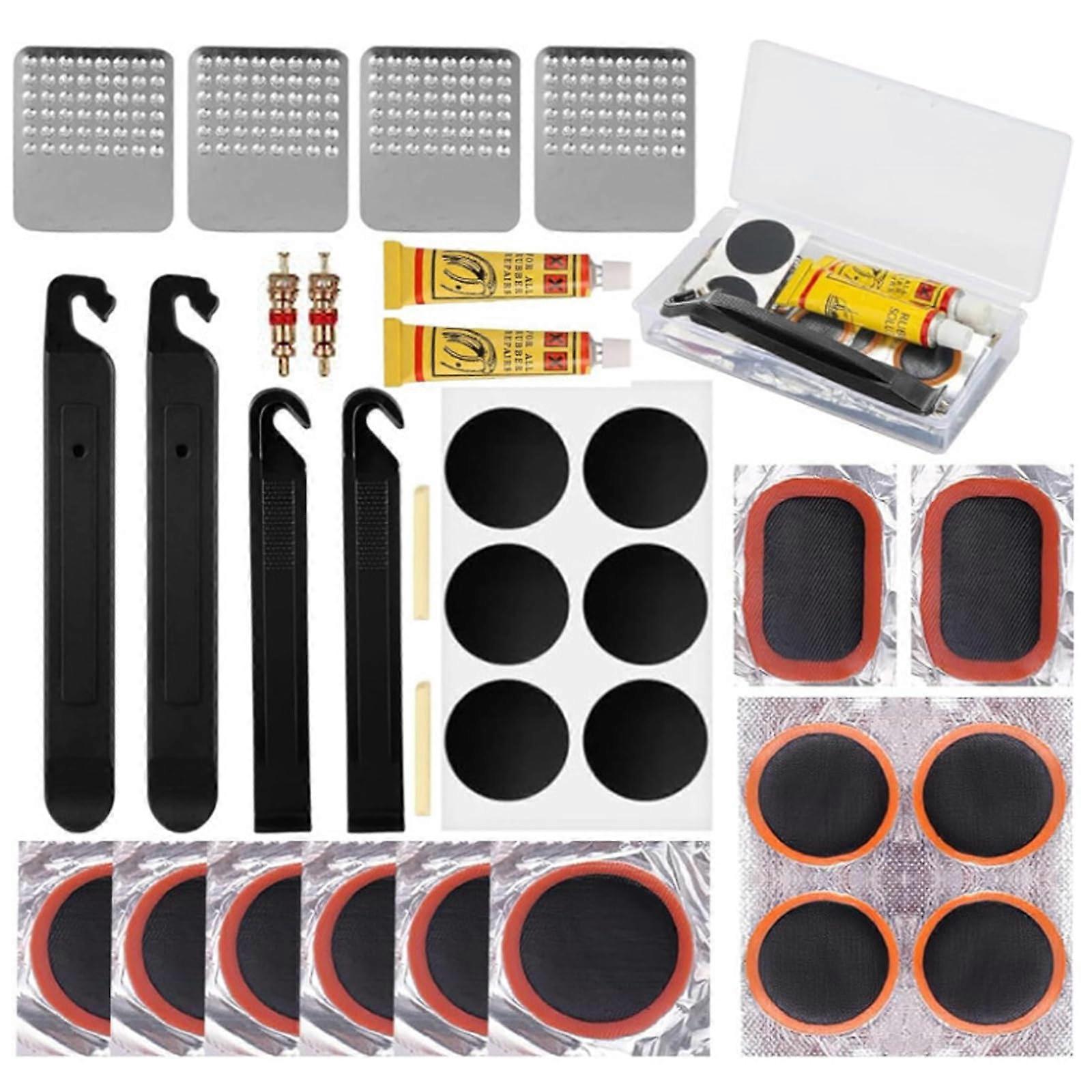Bicycle  Kit with Tyre Levers, Complete Patch Set for Mountain and Road Bikes