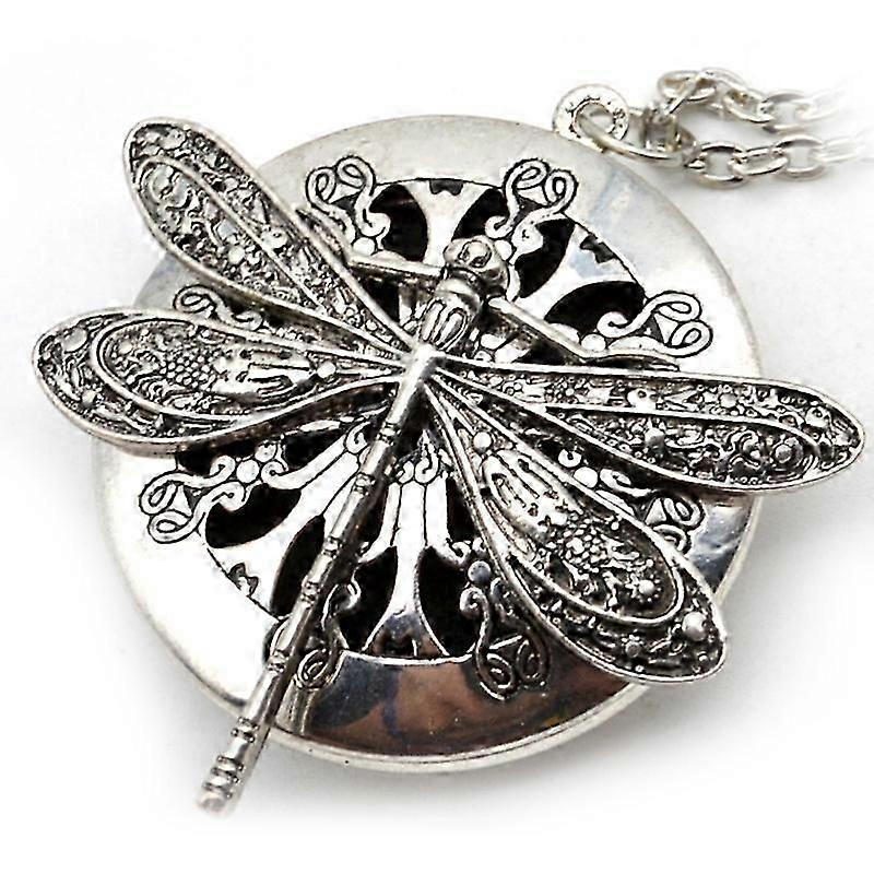 1Pc Antique Silver Dragonfly Aromatherapy Diffuser Pendant Necklace