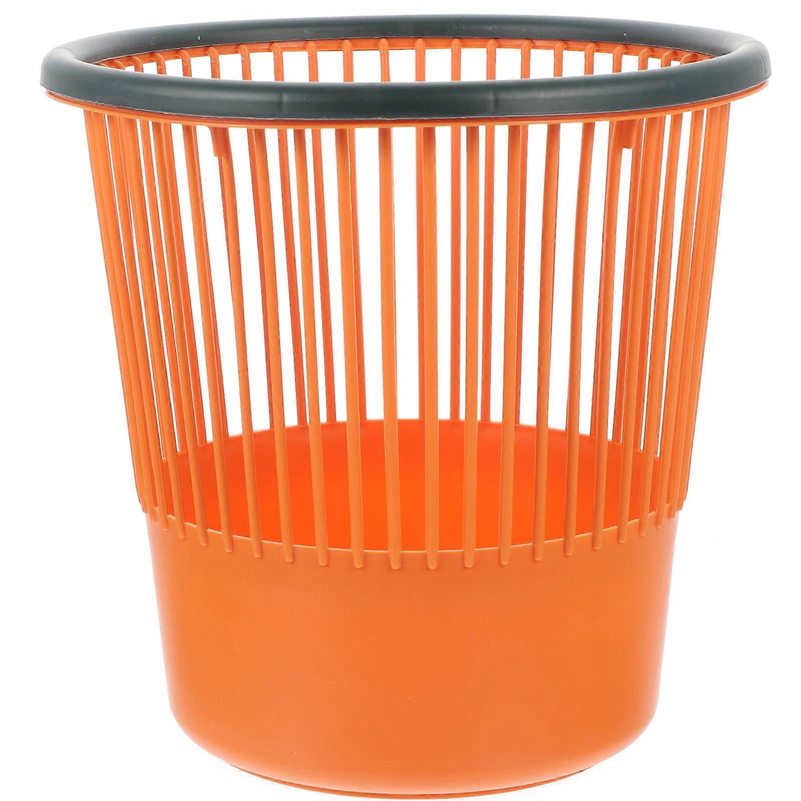 Orange Rubbish Bin Without Lid for Storage Use Office Wastebasket