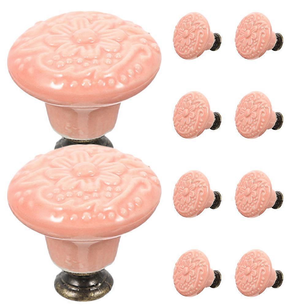 Pink Ceramic Drawer Knobs Cabinet Door Handle for Home Use 10Pcs