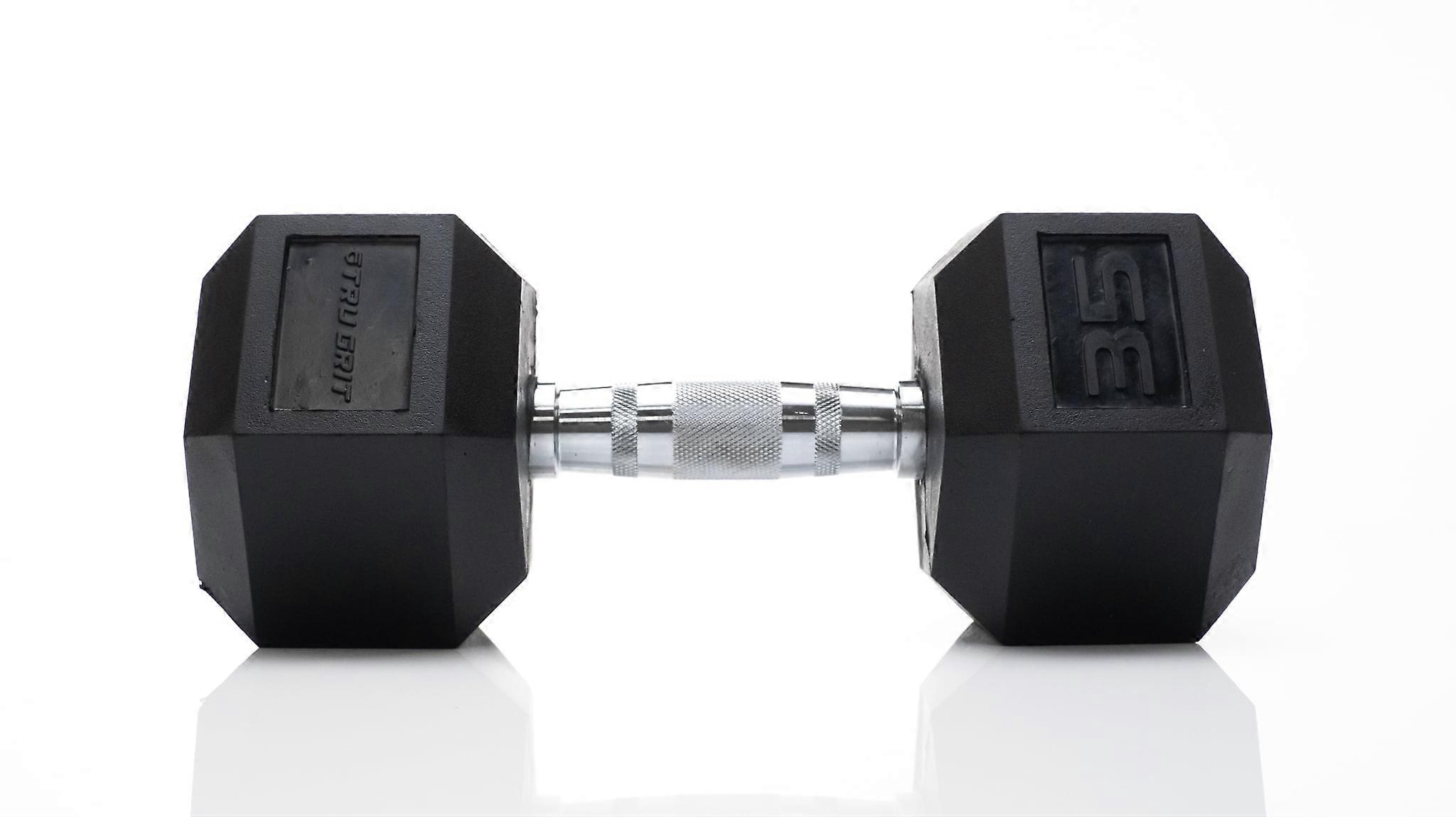 35lb Black Rubber Hex Dumbbell, Single