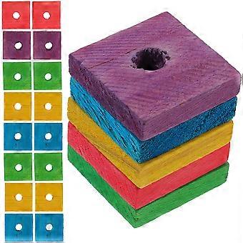 100 Pcs Parrot Wooden Chip Toys Bird Playing Toys Parrot Bite Toys (Mixed Color)