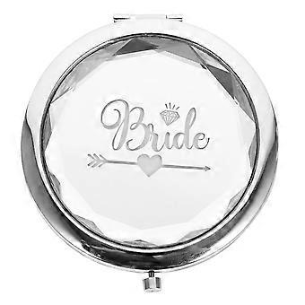 Espelho de bolso Silver Bride, espelho compacto para maquiagem em acrílico.