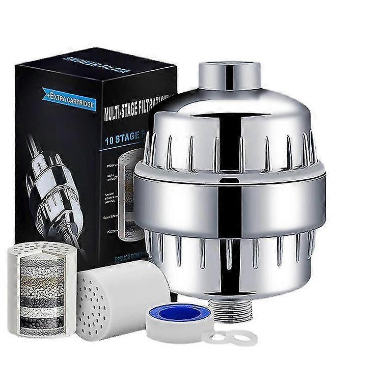 Shower Filter, Chrome 10 Stage Universal Replaceable Shower Head Water Purifier