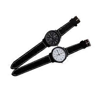 Quartz Watch Couple Wrist Watch for Timekeeping 2Pcs Silver Band