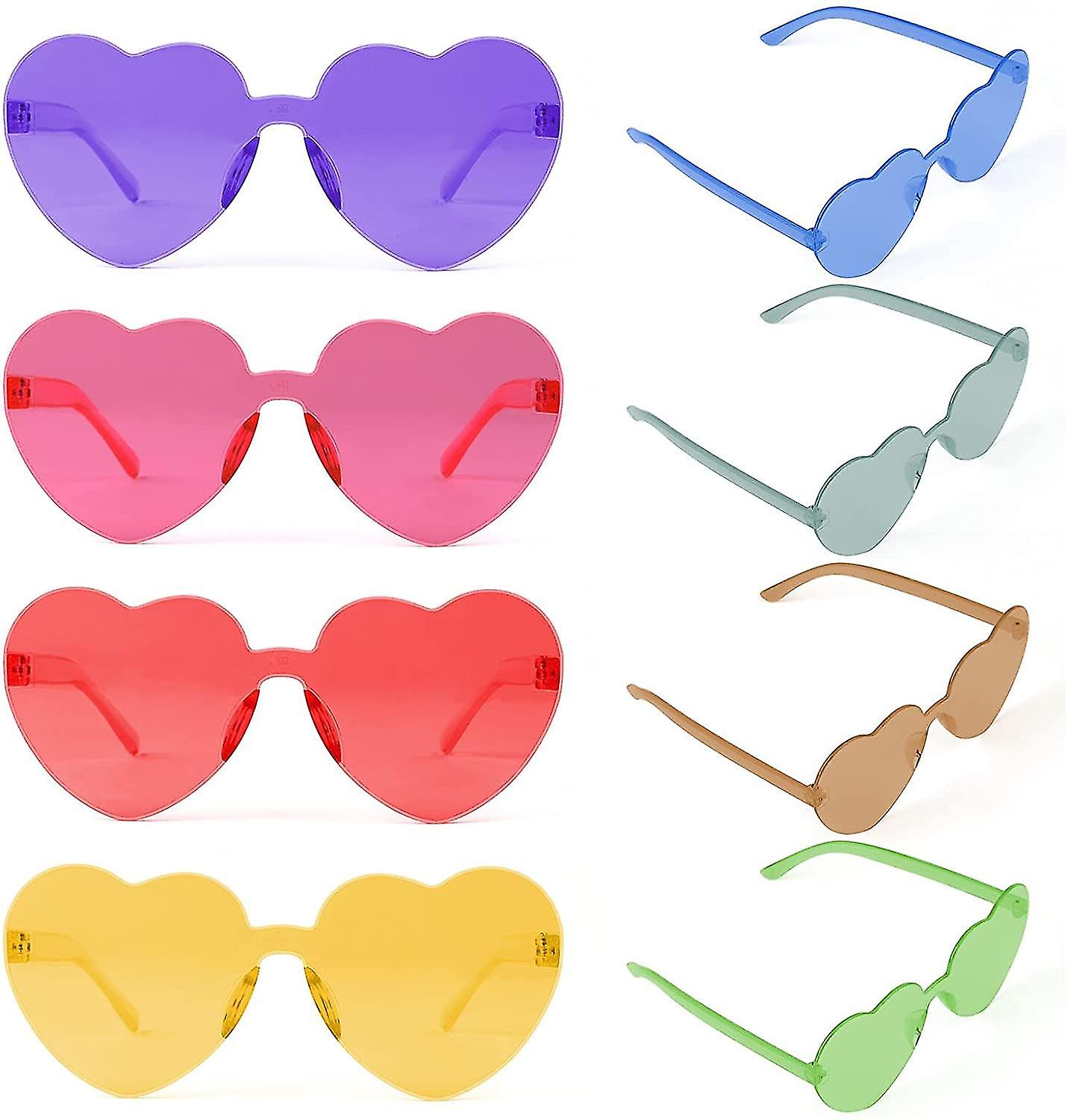 8 Pcs Heart Party Glasses, Specs Sunglasses Funky Glasses, Fancy Dress Costume Color Random