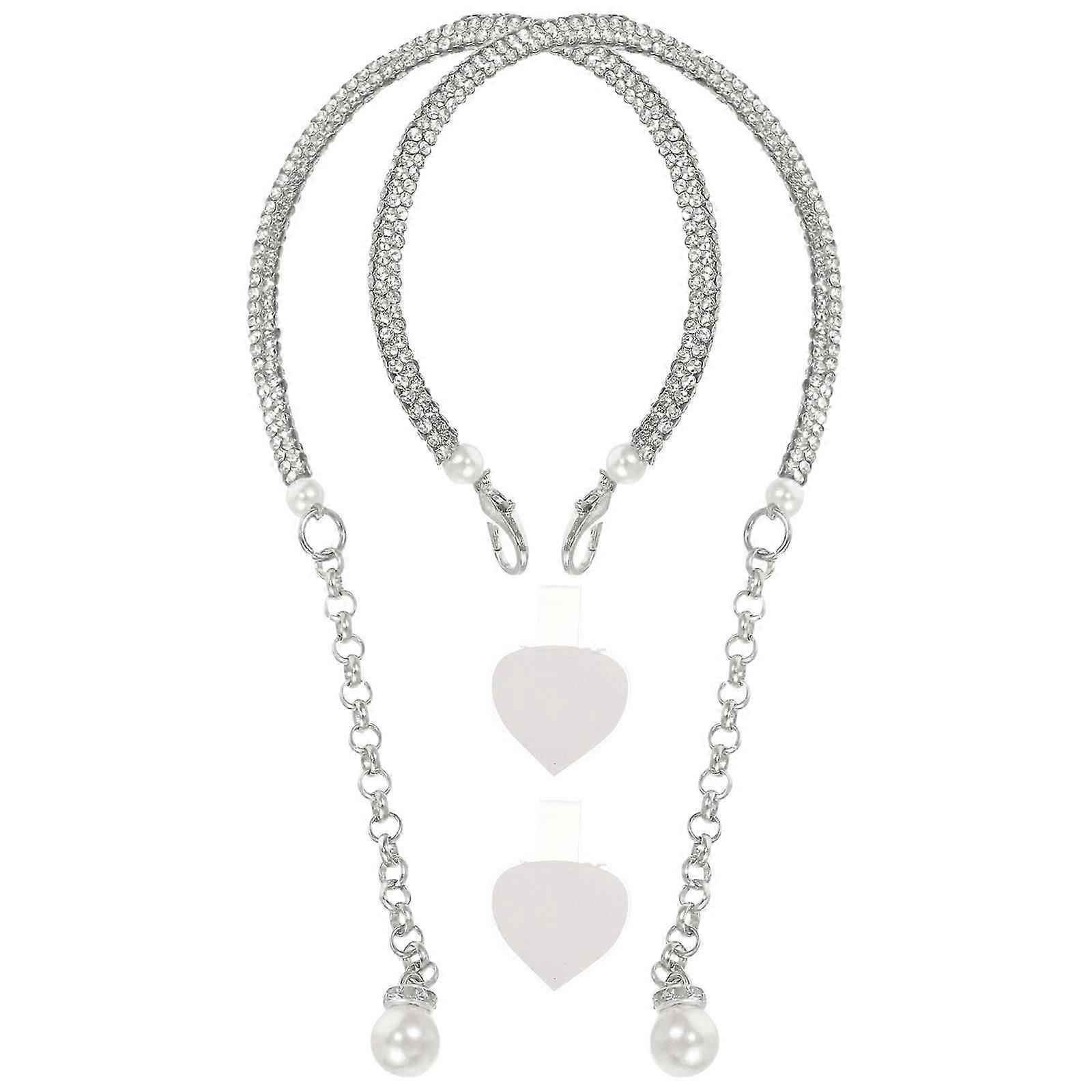 Replaceable Heel Shoe Chains with Rhinestone Straps for Decoration 1Pair